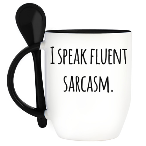 Кружка с ложкой I speak fluent sarcasm