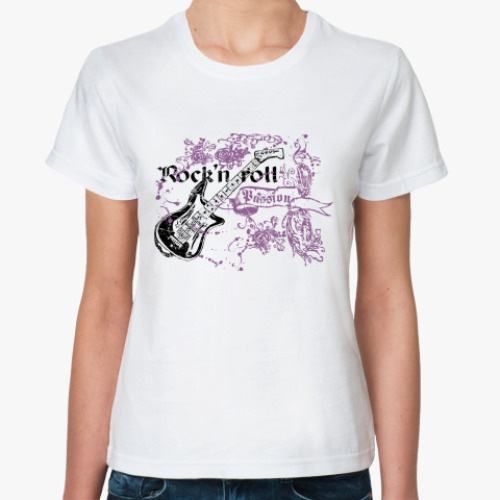 Классическая футболка с принтом Rock-n-roll