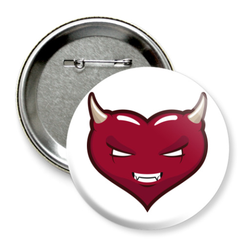 Значок 75мм сердце-дьявол