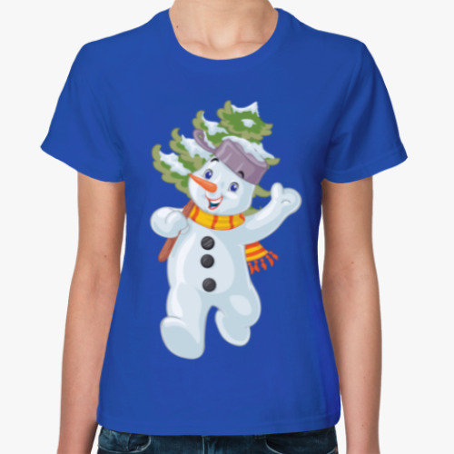 Женская футболка Веселый Снеговик