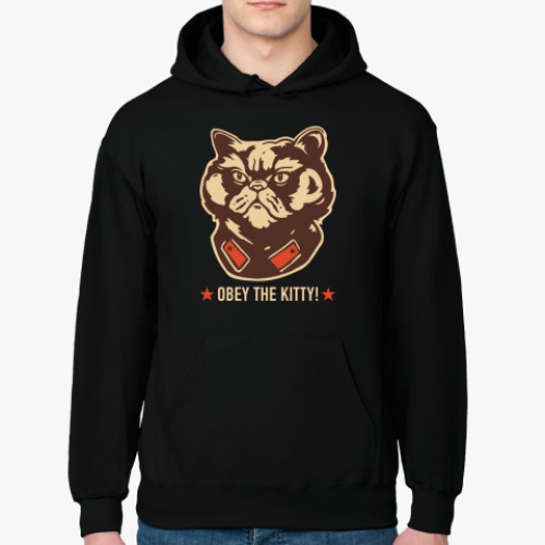 Толстовка худи с принтом Obey the Kitty!