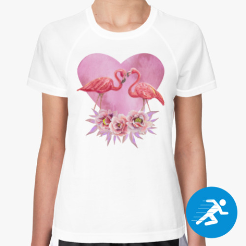 Женская спортивная футболка с принтом Фламинго