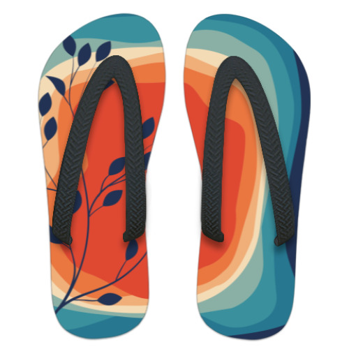 Шлепанцы (сланцы) с принтом Листва