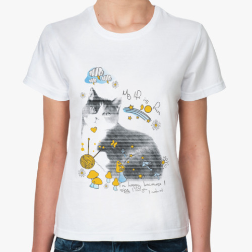 Классическая футболка с принтом  ART Кошка