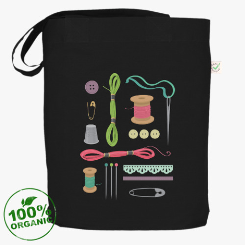 Сумка шоппер с принтом Ниточки-иголочки