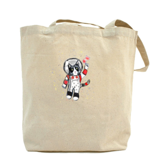 Сумка шоппер с принтом Кот в космосе