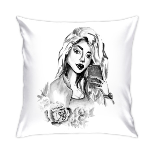 Подушка с принтом Девушка