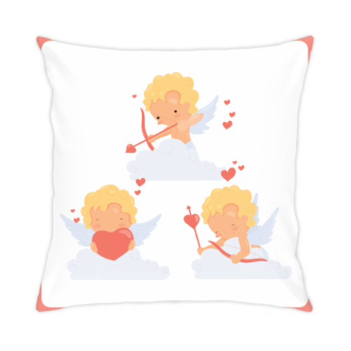 Подушка с принтом Купидоны (День Влюбленных)