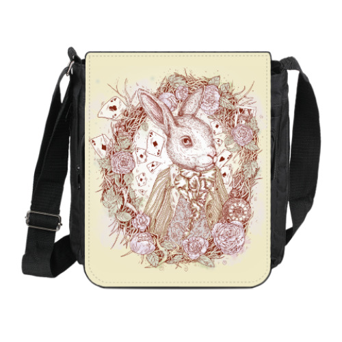 Сумка на плечо (мини-планшет) с принтом Белый Кролик