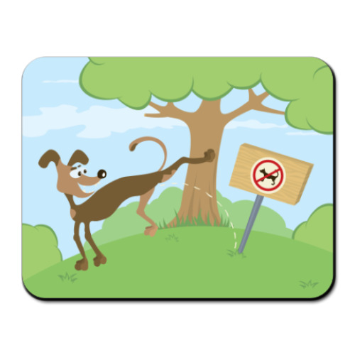 Коврик для мыши с принтом Писающая собачка