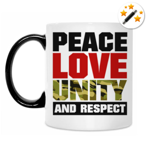 Кружка-хамелеон Peace, Love, Unity and Respect