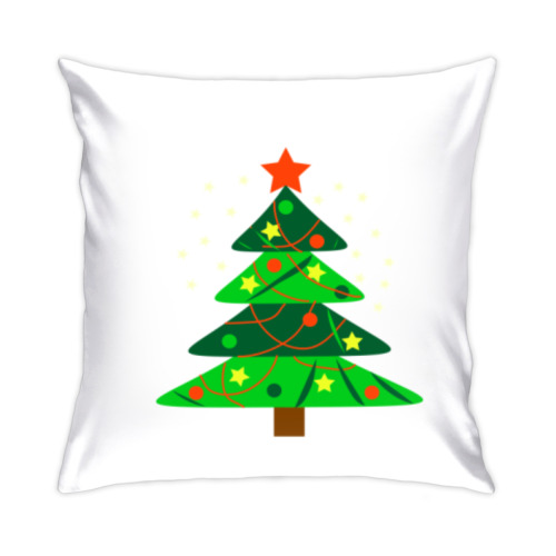Подушка с принтом Новогодняя ёлка