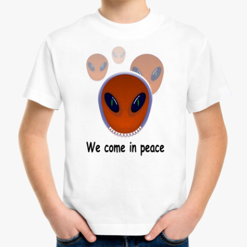 Детская футболка с принтом Мы пришли с миром