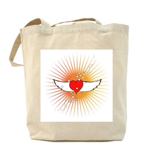 Сумка шоппер с принтом Крылья любви