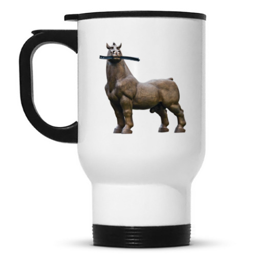 Кружка-термос с принтом Конь жует рельсу