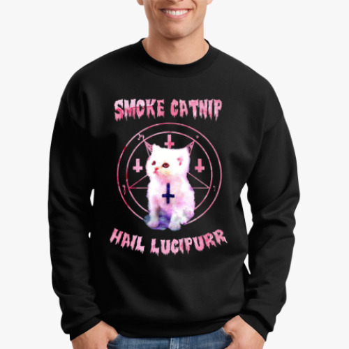 Свитшот с принтом smoke catnip hail lucipurr