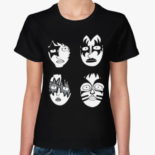 Женская футболка с принтом Кисс (Kiss)