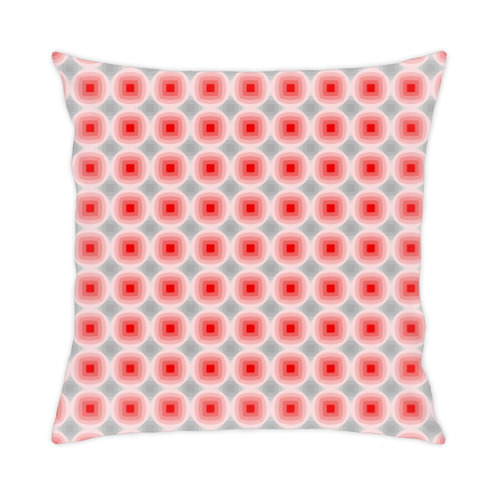 Подушка с принтом Красный и серый. Круг и квадрат.