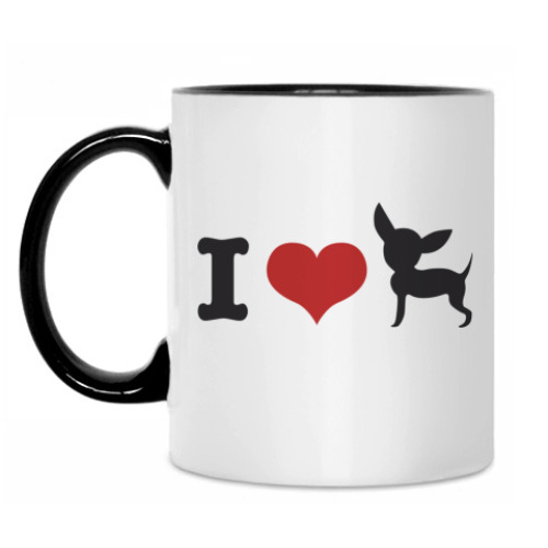 Кружка с принтом Я люблю чихуахуа