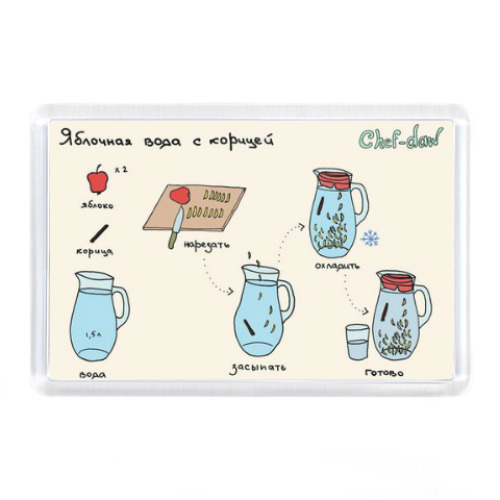 Магнит с принтом 'Яблочная вода с корицей'