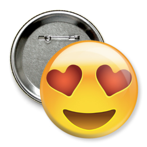 Значок 75мм Emoji Смайл: Влюбленный