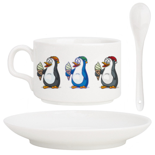 Кофейный набор Пингвины с мороженым