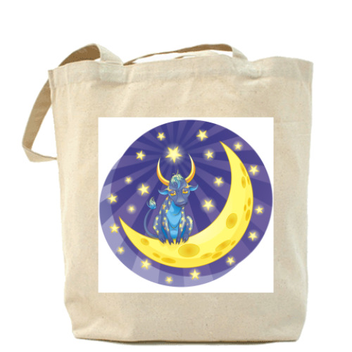 Сумка шоппер с принтом сонный лунный коров