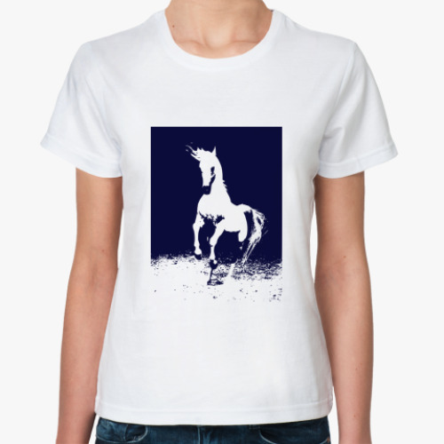 Классическая футболка с принтом  'Лошадь'