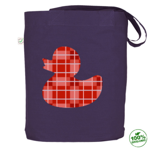 Сумка шоппер с принтом Уточка для ванной в шотландскую клетку