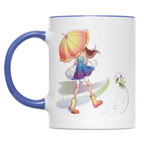 Кружка 'Девушка с зонтом'