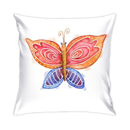 Подушка с принтом Акварельная бабочка