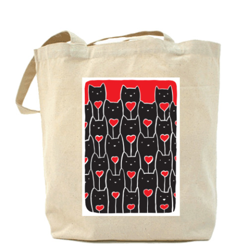 Сумка шоппер с принтом 'Котики'