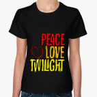 Классическая женская футболка  Peace Love Twilight