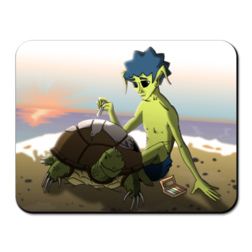 Коврик для мыши с принтом 'Черепаха и Хроноп'