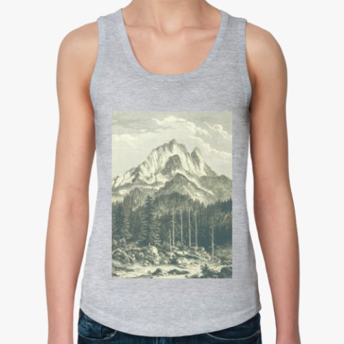 Женская майка с принтом Горный пейзаж (винтаж)