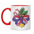 Двухцветная кружка Новогодний букет