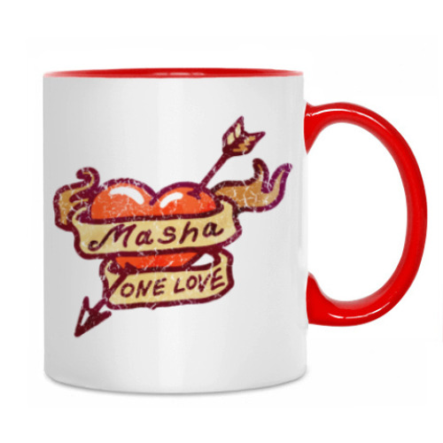 Кружка с принтом Masha One Love. Маша.