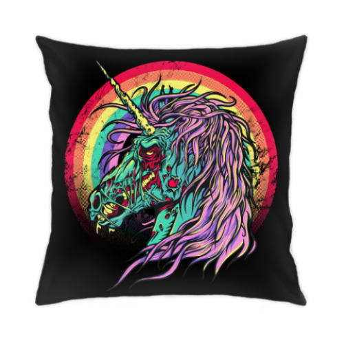 Подушка с принтом Зомби единорог