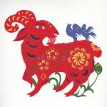 Баран с цветами и птицами