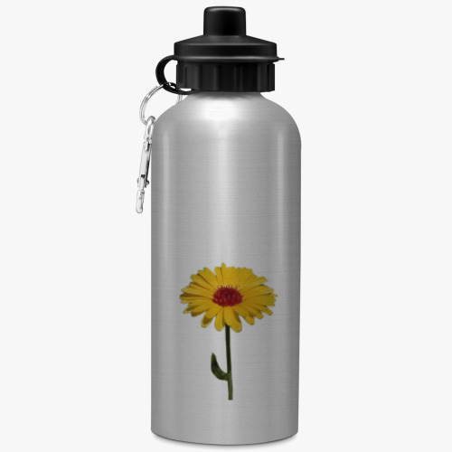 Бутылка с карабином (500 мл) с принтом Цветочек