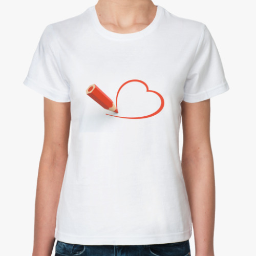 Классическая футболка с принтом Карандаш