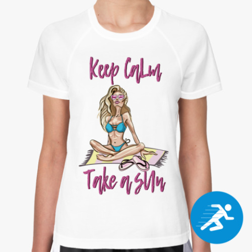 Женская спортивная футболка Keep calm and take a sun