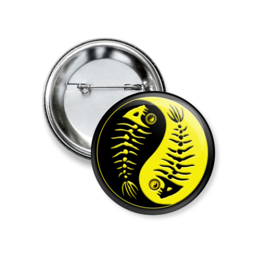 Значок 37мм с принтом Инь-Ян