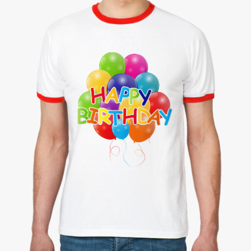 Футболка Ringer-T Happy Birthday