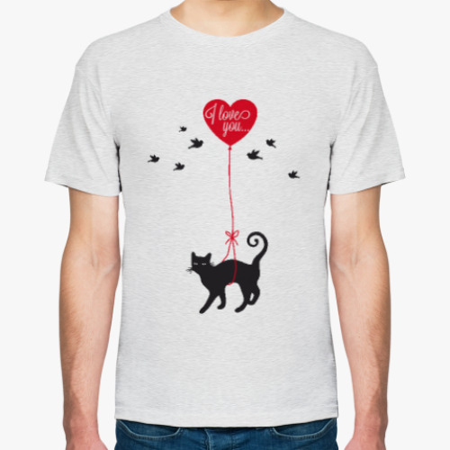 Футболка с принтом Кот и сердце