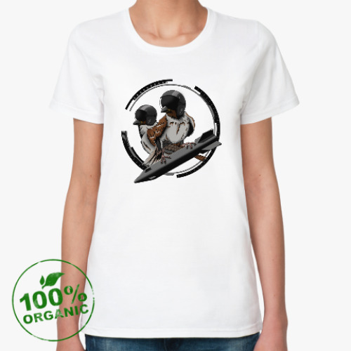 Женская футболка из органик-хлопка Птицы воробьи-истребители