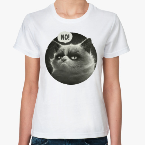 Классическая футболка с принтом Кот Tard Grumpy Cat портрет