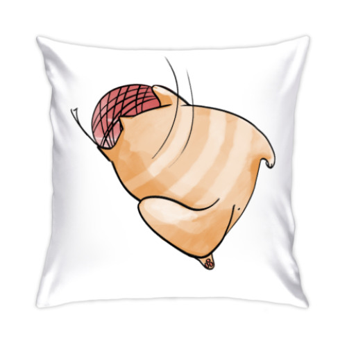 Подушка с принтом Кот Мягкот, рыжий живот!