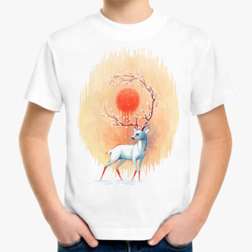 Детская футболка Дух весны белый олень