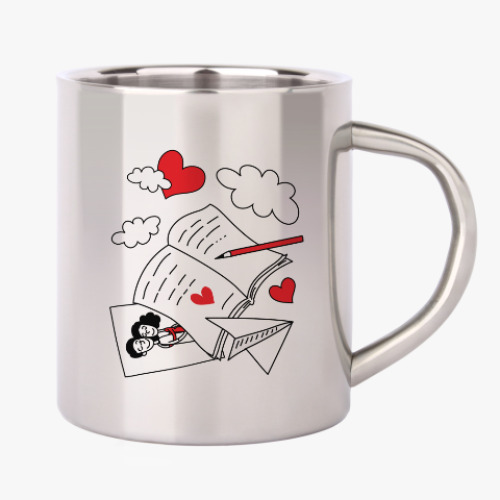 Кружка металлическая с принтом Люблю тебя, мечтаю о тебе...